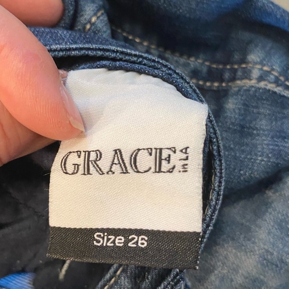 Vintage Y2k Grace in LA embroidered stitch & embellished Glam rock lowrise Jeans - Picture 9 of 10